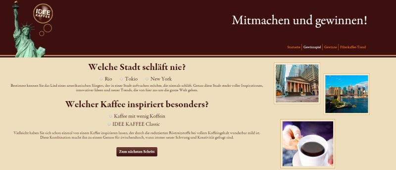 Gewinnspiel IDEE KAFFEE NYC Gewinnspiel IDEE KAFFEE NYC